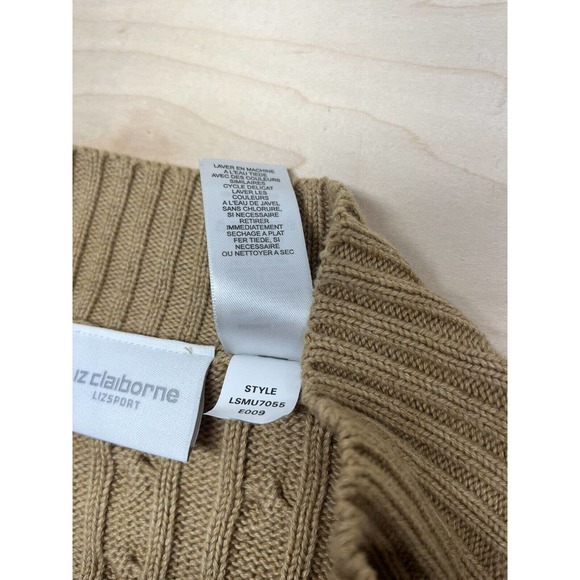 Liz Claiborne Sweater Womens Large tan- brown Zip Up Cardigan Liz Sport Cotton - Picture 11 of 12